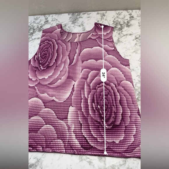 Vintage Y2K 90s Rose Floral Purple Accordion Style Blouse 1X Small Medium Large - Picture 12 of 16